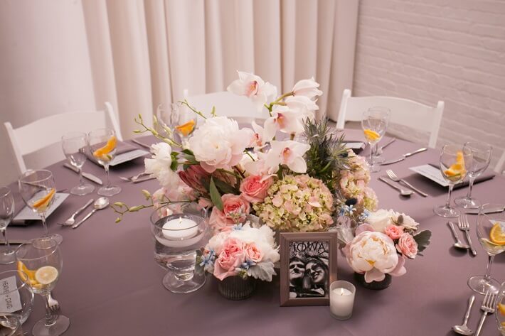 Grey and pink wedding decor