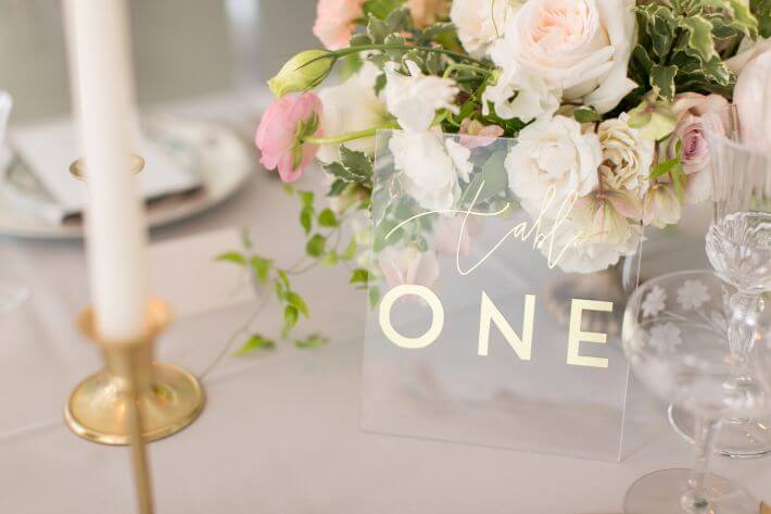 gold wedding table number