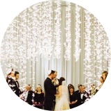 gold and white orchid chuppah