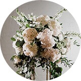 ivory and green floral centerpiece