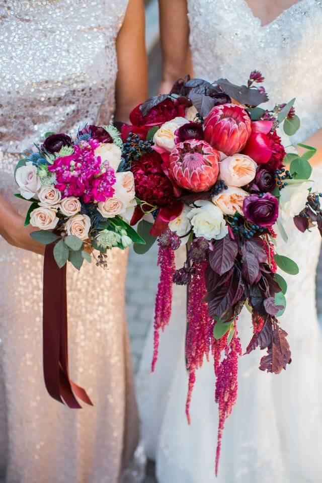 red purple and pink wedding bouquet