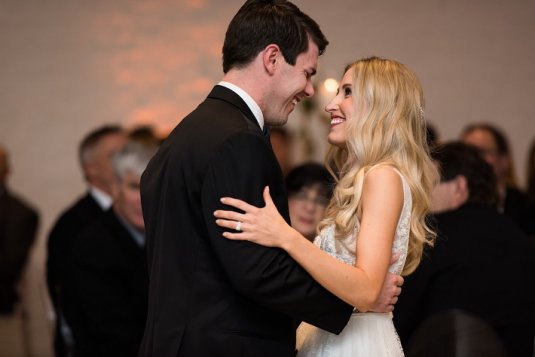 bride and groom first dance at chez wedding venue