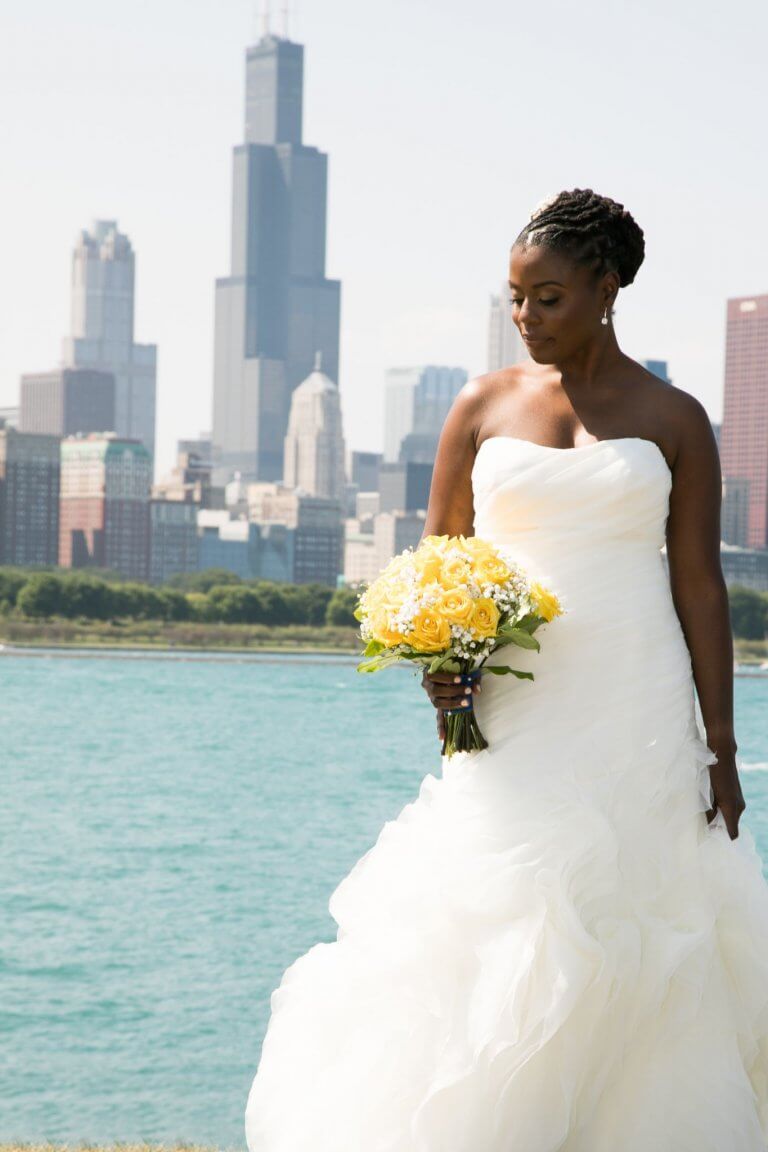 Turquoise and Yellow Wedding Dress