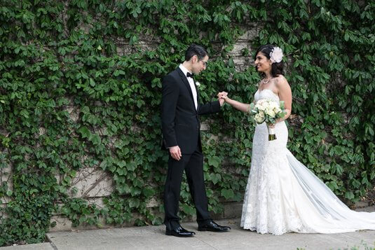 bide and froom first look in front of greenery