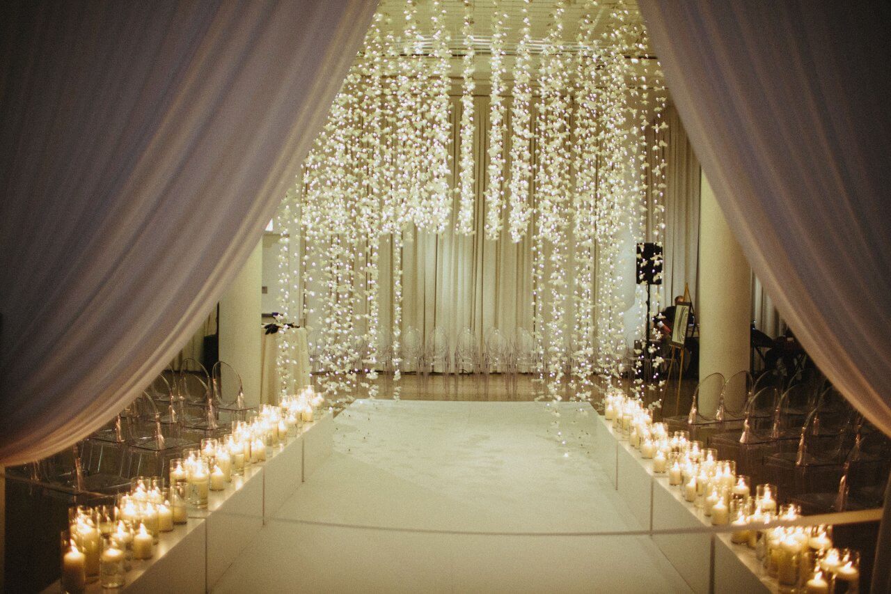 orchid chandelier chicago wedding ceremony