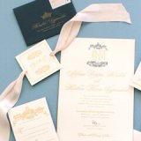 ivory pink and blue stationery
